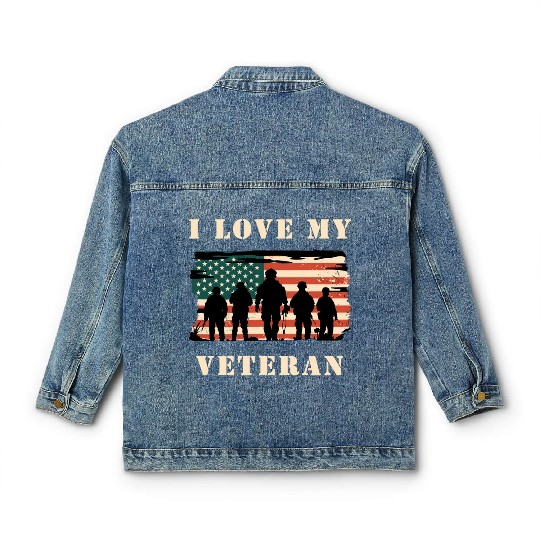I Love My Veteran Classic Women's Denim Jackets