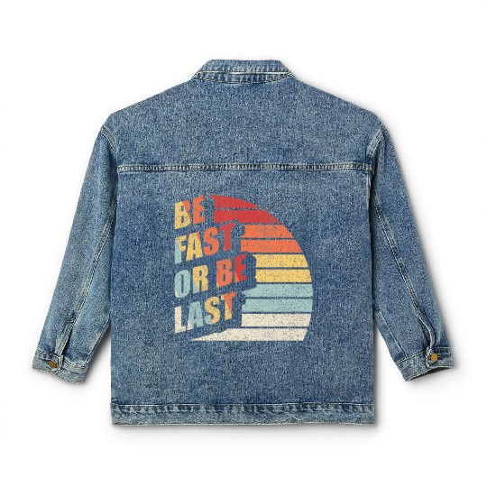Fast Car Quote Drag Racing Gift Vintage Retro Rac Classic Women's Denim Jackets