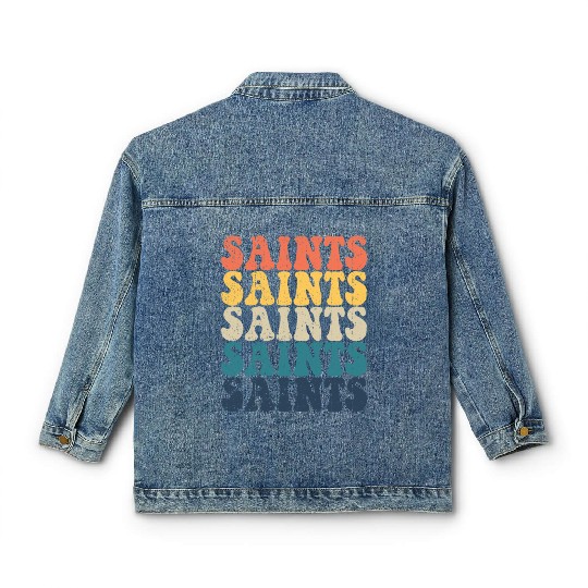 Saints High School Saints Sports Team Retro Saints Classic Women's Denim Jackets