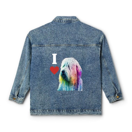 Colorful komondor dog cute doggy Neon breed colore Classic Women's Denim Jackets