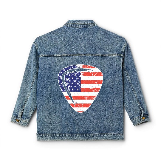 4th of July US Guitar Plectrum Classic Women's Denim Jackets
