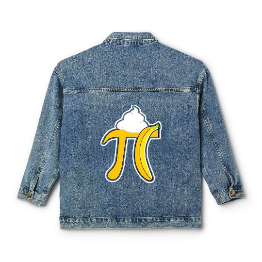 Banana Cream Pi Funny Pi Day Math Teacher Gift T Classic Women's Denim Jackets