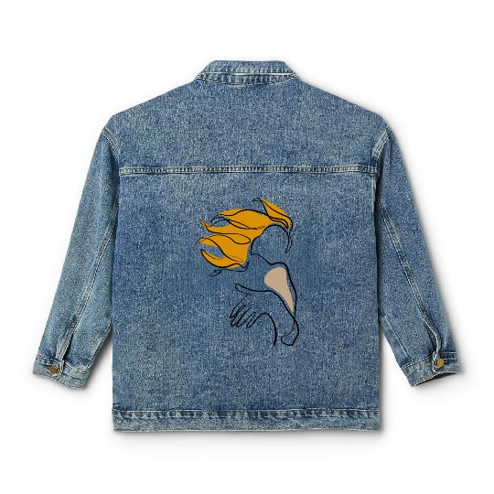 Girl Line Art Classic Women's Denim Jackets