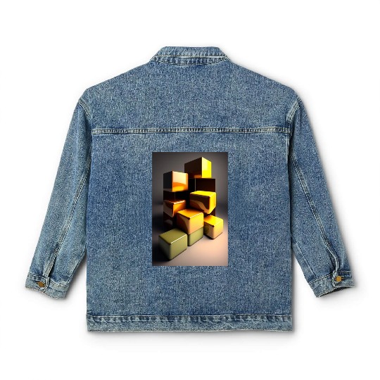 Gold Cubes Classic Women's Denim Jackets