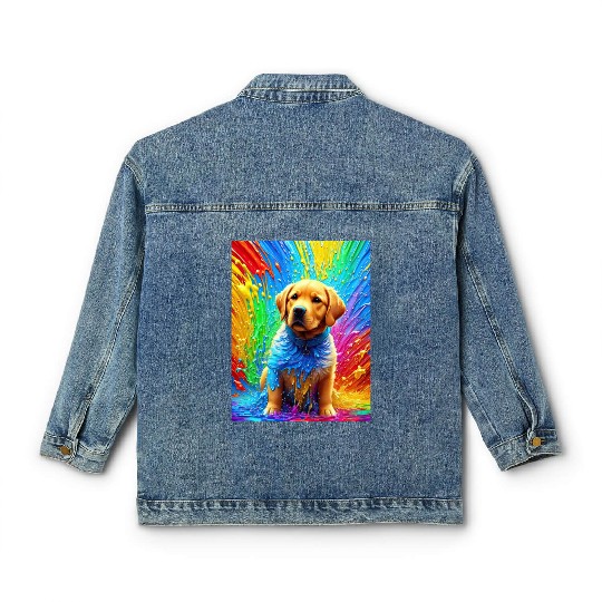 Labrador Retriever with rainbow splashes of colors Classic Women's Denim Jackets