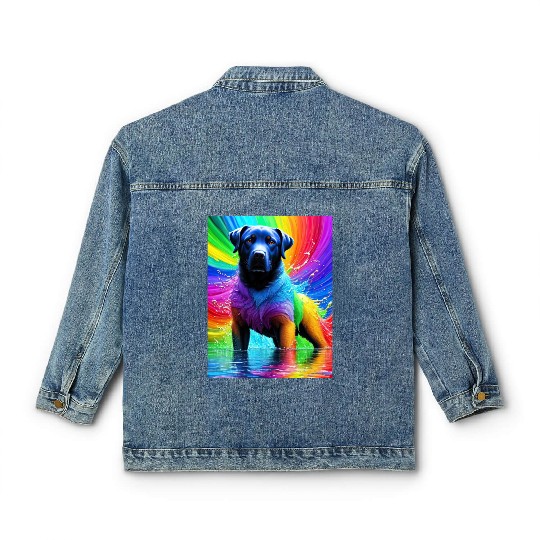 Labrador Retriever with rainbow splashes of colors Classic Women's Denim Jackets