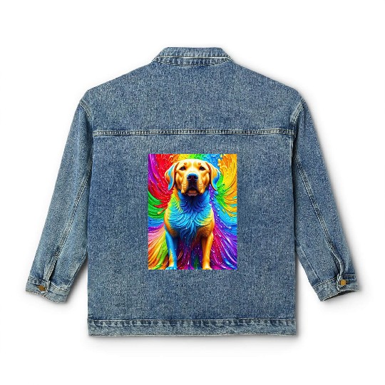 Labrador Retriever with rainbow splashes of colors Classic Women's Denim Jackets