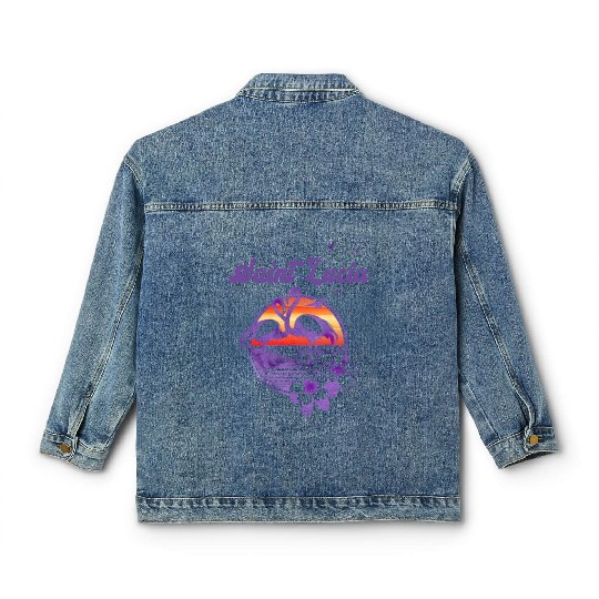 Saint Lucia Flamingo Hibiscus Vacation Souvenir Classic Women's Denim Jackets