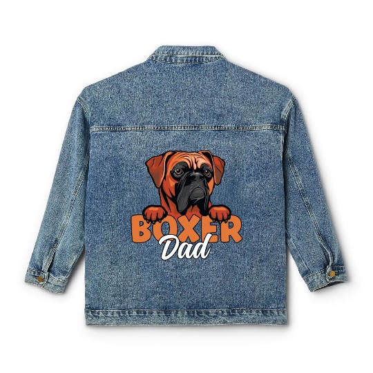 Boxer Dad Dog Lover Boxer Dog Father Boxer Dog Classic Women's Denim Jackets