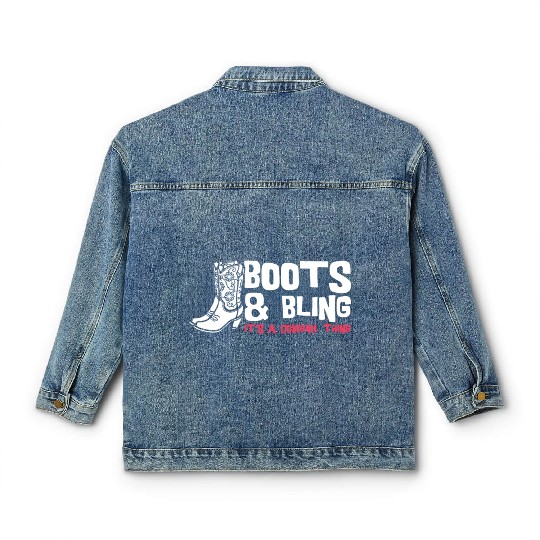 Boots And Bling It's A Cowgirl Thing Classic Women's Denim Jackets