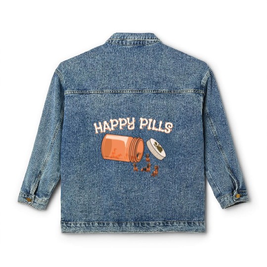 Happy Pills Dachshund Funny Dog Lover Humor Drugs Classic Women's Denim Jackets