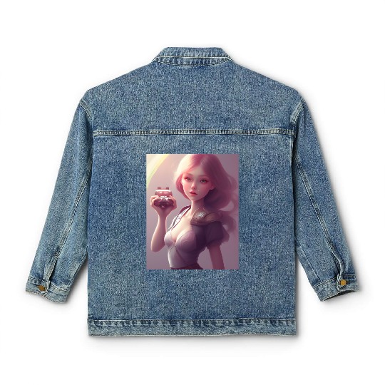 #2 teen gamer girl AI ART Classic Women's Denim Jackets