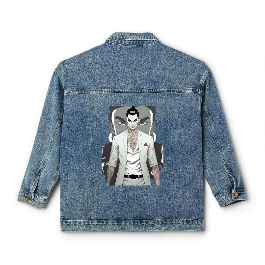 Japan Yakuza Greeny Face Classic Women's Denim Jackets