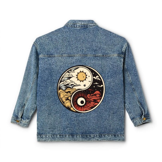Sun and moon yin yang Classic Women's Denim Jackets