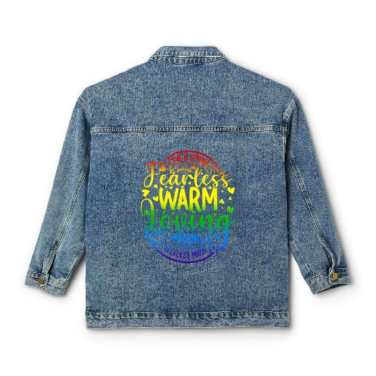 She Is Mom Strong Fearless Warm Loving Patient Classic Women's Denim Jackets