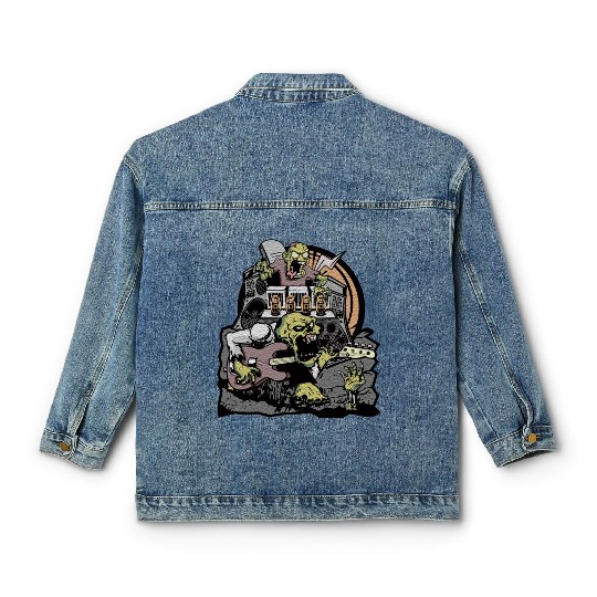 Bass Guitar zombie Classic Women's Denim Jackets