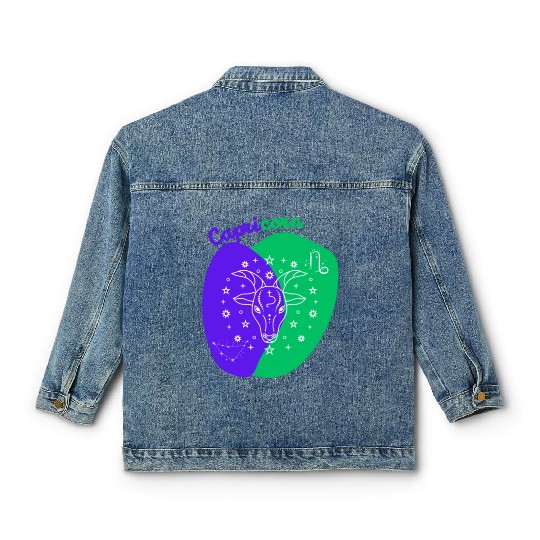 Cosmic Climb A Minimalist Capricorn Design Classic Women's Denim Jackets