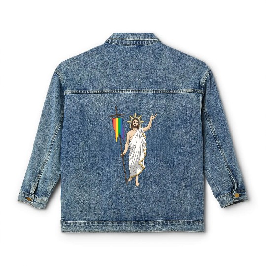LGBT Jesus Equal Rainbow Christian Classic Women's Denim Jackets