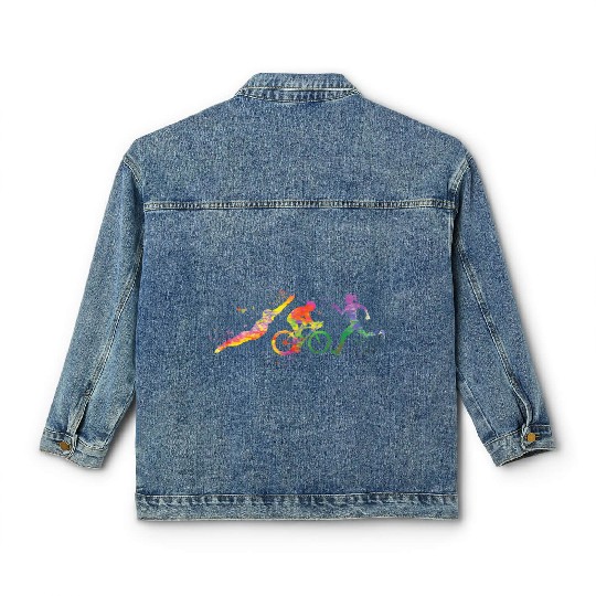 Watercolor Womens Triathlon Classic Women's Denim Jackets