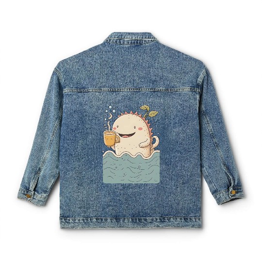 Cute Axolotl & Coffee Kawaii Anime Axolotls Classic Women's Denim Jackets