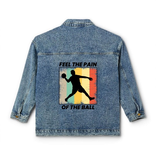 Dodgeball Player Coach Team Sports Vintage Retro Classic Women's Denim Jackets