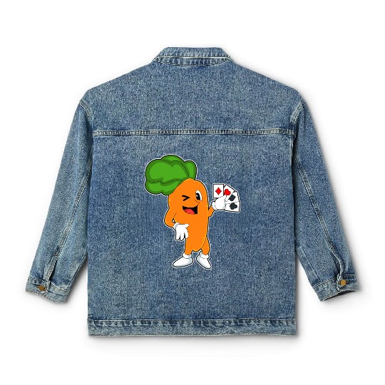 Carrot At Poker With Poker Cards Classic Women's Denim Jackets