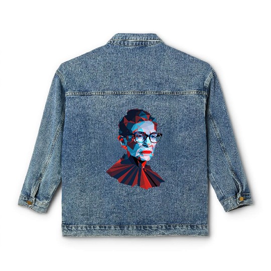 Ruth Bader Ginsburg low polygon design red blue Classic Women's Denim Jackets
