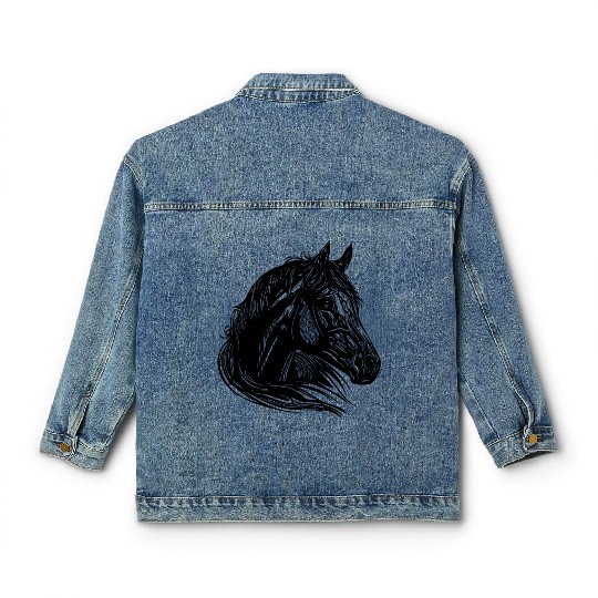 Mares Horse Portrait With Beautiful Mane Classic Women's Denim Jackets