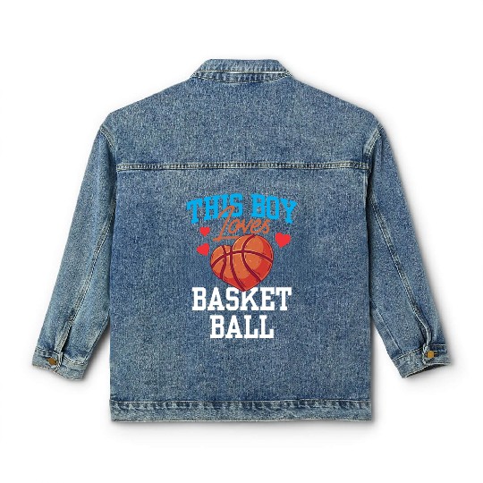 This Boy Loves Basketball Coach Match Player Team Classic Women's Denim Jackets