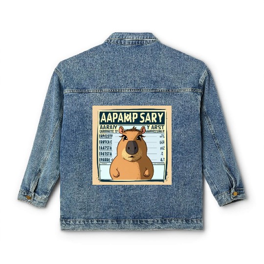 Wanted for 93 Felonies Na Capybara Mugshot Outlaw Classic Women's Denim Jackets