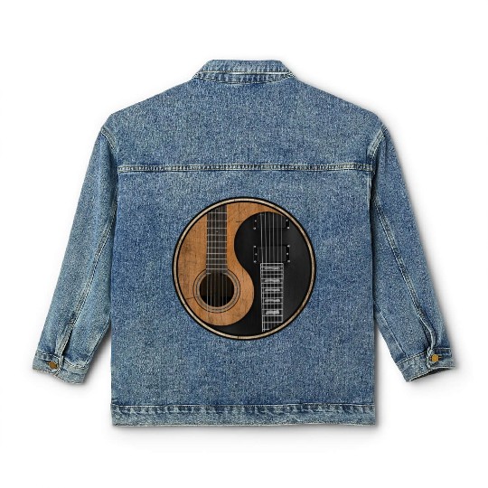 Ying Yang Guitar ArTwork Classic Women's Denim Jackets