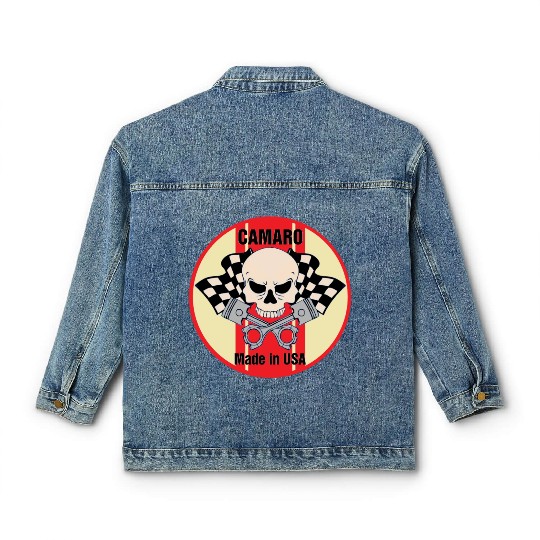 Camaro Made in USA skull & pistons Classic Women's Denim Jackets