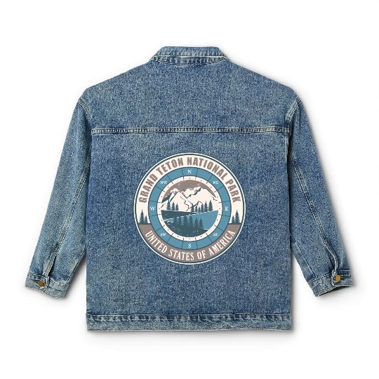 Grand Teton National Park US Vintage Hiking Classic Women's Denim Jackets
