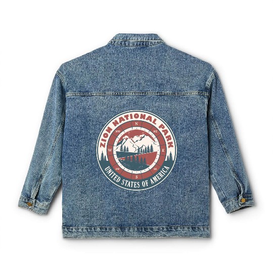 Zion National Park United States Vintage Hiking Classic Women's Denim Jackets