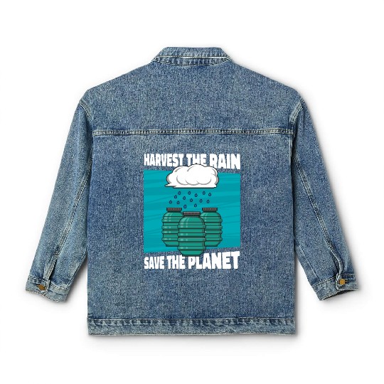 Save The Planet Rainwater Harvesting Water Classic Women's Denim Jackets