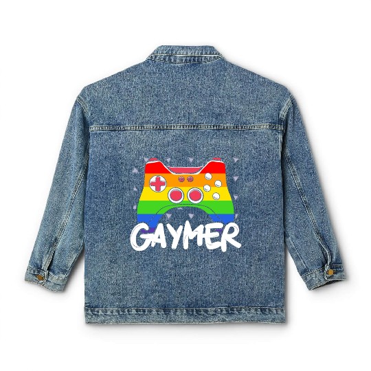 Gaymer Video Game Rainbow Pride Month LGBTQ Gay Classic Women's Denim Jackets