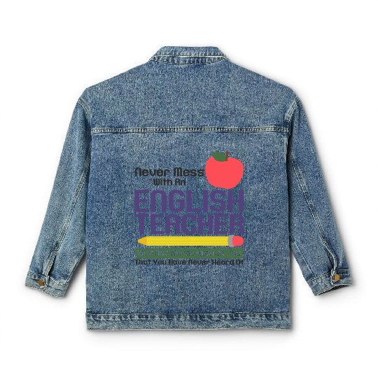 English Teacher Reading Books Vocabulary Grammar Classic Women's Denim Jackets