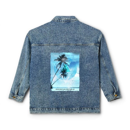 Artistic Dominican Republic Palm Tree Vacation Classic Women's Denim Jackets