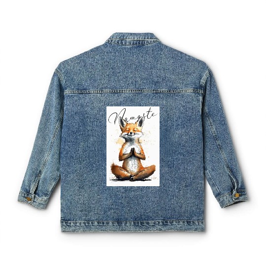 Fox Power Yoga Teacher Animal Humor Namaste Karma Classic Women's Denim Jackets