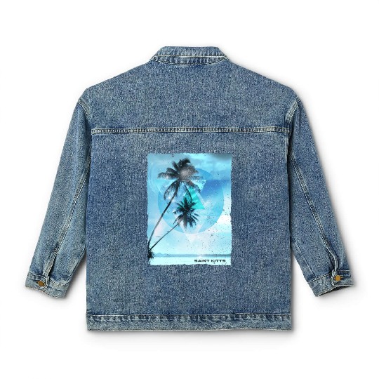 Artistic Saint Kitts Palm Tree Vacation Classic Women's Denim Jackets