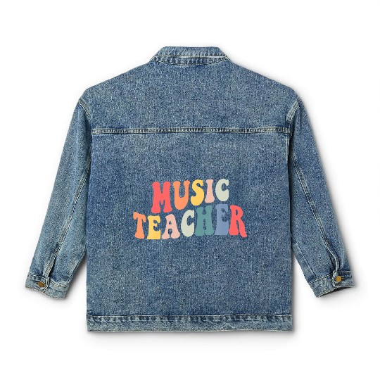 Groovy Music Teacher Team Back To School Classic Women's Denim Jackets