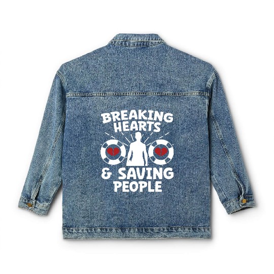 Lifeguard breaking hearts saving people pool guard Classic Women's Denim Jackets