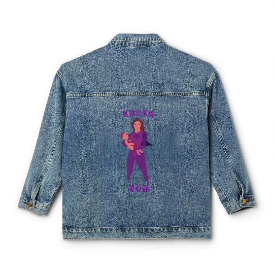 Violet Childish Super Mom Classic Women's Denim Jackets Mother's Day Gif