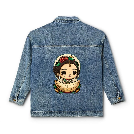 Frida Kahlo & Tacos Cinco De Mayo Mexican Fiesta Classic Women's Denim Jackets