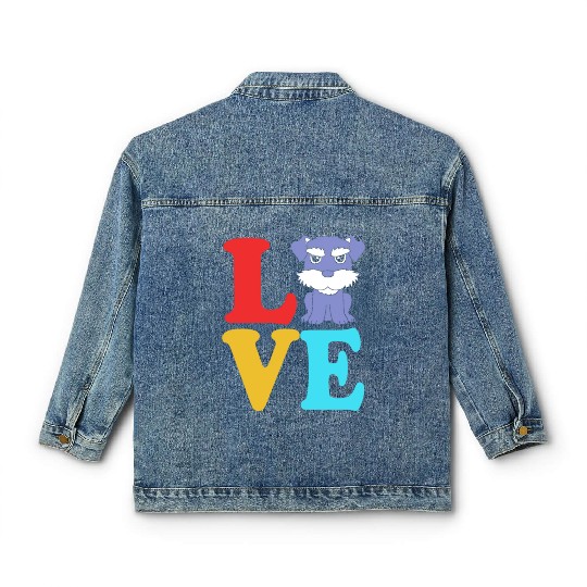 Schnauzer Puppy I love My Miniature Schnauzer Classic Women's Denim Jackets