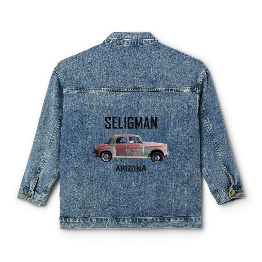 Old car city of Seligman in Arizonna, US Route 66 Classic Women's Denim Jackets