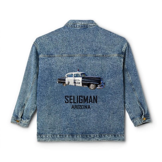 Old car city of Seligman in Arizonna, US Route 66 Classic Women's Denim Jackets