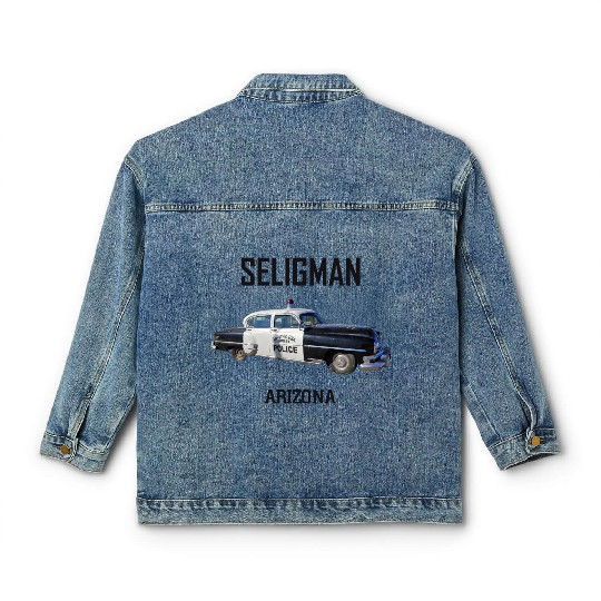 Old car city of Seligman in Arizonna, US Route 66 Classic Women's Denim Jackets