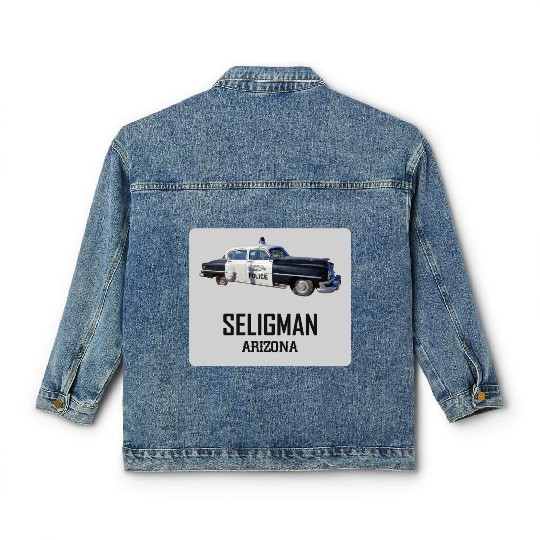 Old car city of Seligman in Arizonna, US Route 66 Classic Women's Denim Jackets