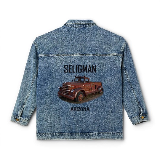 Old car city of Seligman in Arizonna, US Route 66 Classic Women's Denim Jackets